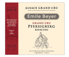 Domaine Emile Beyer - Alsace Grand Cru - Riesling Grand Cru Pfersigberg - Blanc - 2012