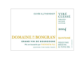 Domaine de la Bongran - Viré Clessé - Quintaine Blanc 2004