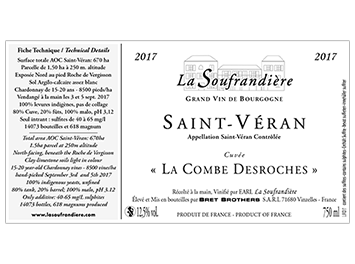 Domaine La Soufrandière - Saint-Véran - Cuvée La Combe Desroches - Blanc - 2017
