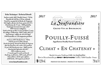 Domaine La Soufrandière - Pouilly-Fuissé - Climat En Chatenay - Blanc - 2017