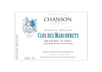 Maison Chanson - Beaune Premier Cru - Clos des Marconnets Rouge 2005