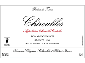 Domaine Cheysson - Chiroubles - Tradition - Rouge - 2018