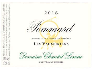 Domaine Chantal Lescure - Pommard - Les Vaumuriens - Rouge - 2016