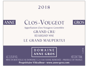 Anne Gros - Clos Vougeot - Grand Cru - Le Grand Maupertui - Rouge - 2018