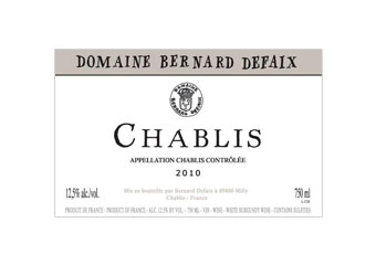 Domaine Bernard Defaix - Chablis Blanc 2010