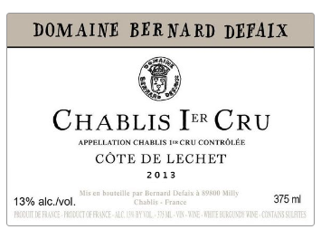 Domaine Bernard Defaix - Chablis 1er Cru - Côte de Léchet - Blanc - 2013