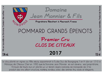Domaine Jean Monnier & Fils - Pommard Grands Epenots 1er cru - Clos de Citeaux - Rouge - 2017