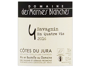 Domaine des Marnes Blanches - Côtes du Jura - Savagnin en quatre vis - Blanc - 2016
