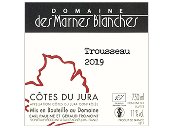 Domaine des Marnes Blanches - Côtes du Jura - Trousseau - Rouge - 2019