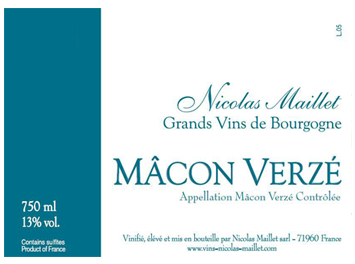 Nicolas Maillet - Mâcon Verzé - Blanc - 2014