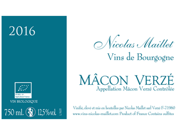 Domaine Nicolas Maillet - Mâcon Verzé - Blanc - 2016