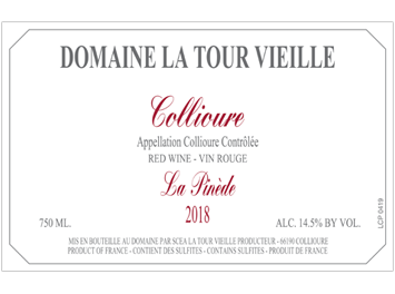 Domaine la Tour Vieille - Collioure - La Pinède - Rouge - 2018
