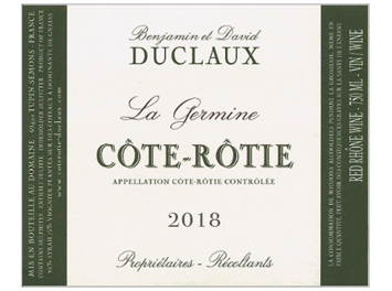 Domaine Benjamin et David Duclaux - Côte Rôtie - La Germine - Rouge - 2018