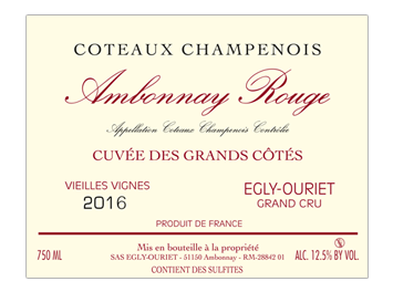 Champagne Egly Ouriet - Coteaux champenois - Ambonnay Les Grands Côtés - Rouge - 2016