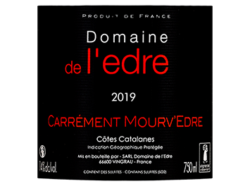 Domaine de l'edre - IGP Côtes Catalanes - Carrément Mourv'Edre - Rouge - 2019