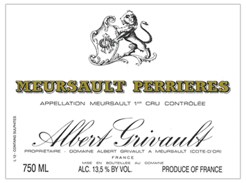 Domaine Albert Grivault - Meursault 1er cru Perrières - Blanc - 2011