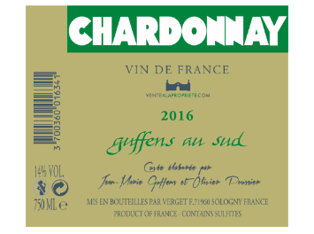 Guffens au Sud - Vin de France - Chardonnay - Blanc - 2016