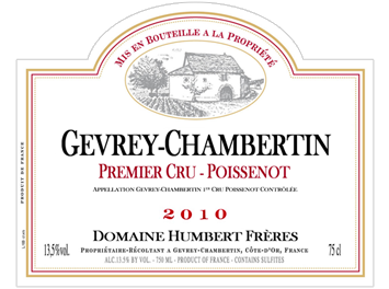 Domaine Humbert Frères - Gevrey-Chambertin 1er cru - Poissenot - Rouge - 2010