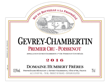Domaine Humbert Frères - Gevrey-Chambertin 1er Cru - Poissenot - Rouge - 2016