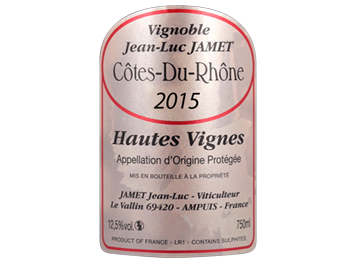 Vignoble Jean-Luc Jamet - Côtes du Rhône - Hautes Vignes - Rouge - 2015