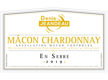 Domaine Denis Jeandeau - Mâcon Chardonnay - En Serre - Blanc - 2019