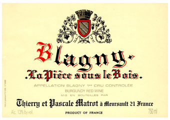 Thierry et Pascale Matrot - Blagny Premier Cru - La Pièce sous le Bois Rouge 2010