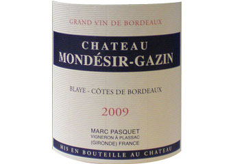 Château Mondésir-Gazin - Blaye Côtes de Bordeaux - Rouge 2009
