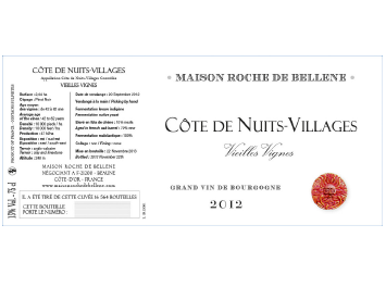Maison Roche de Bellene - Côte de Nuits Villages - Vieilles Vignes - Rouge - 2012