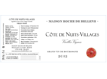 Maison Roche de Bellene - Côte de Nuits Villages - Vieilles Vignes - Rouge - 2012