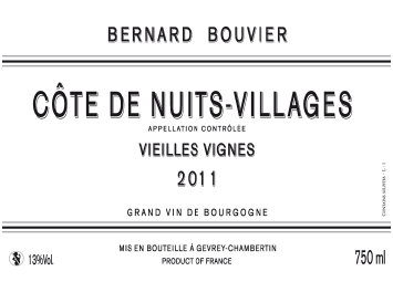 Domaine René Bouvier - Côte de Nuits - Vieilles Vignes - Rouge 2011