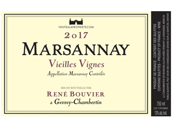 Domaine René Bouvier - Marsannay - Vieilles Vignes - Rouge - 2017