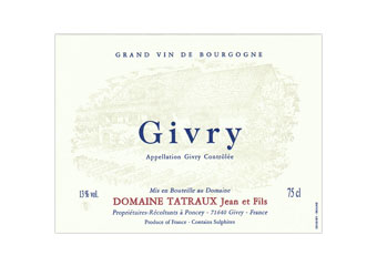 Domaine Tatraux Jean et Fils - Givry - Rouge 2010