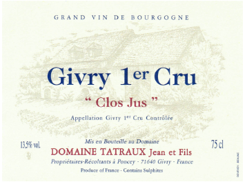 Domaine Tatraux Jean et Fils - Givry Premier Cru - Clos Jus - Rouge - 2012