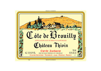 Château Thivin - Côte de Brouilly - Cuvée Zaccharie Rouge 2010