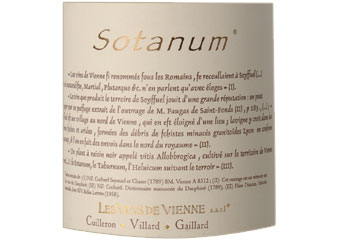 Les Vins de Vienne - IGP des Collines Rhodaniennes - Sotanum Rouge 2010