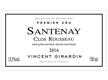 Vincent Girardin - Santenay 1er Cru - Clos Rousseau - Rouge - 2014