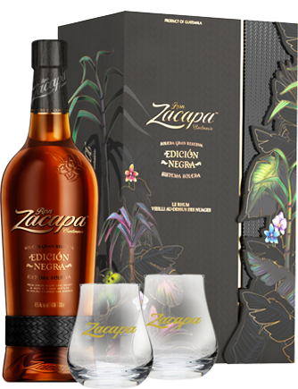 Zacapa - Rhum du Guatemala - Edición Negra - Coffret Floral + 2 Verres